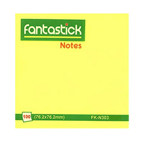 Notes, Stick, Removable, Self-stick, Size 3 in X 3 in, Fluorescent, Yellow, 12 Pcs, Pad