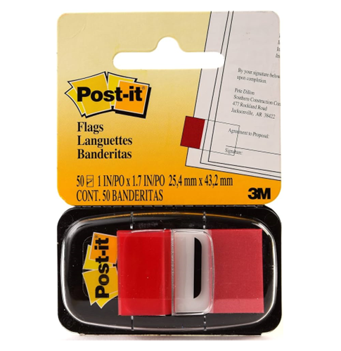 Flag, Sign, Size 1 in X 1.7 in, Red, 50 Sheets, 36 Pads/pack